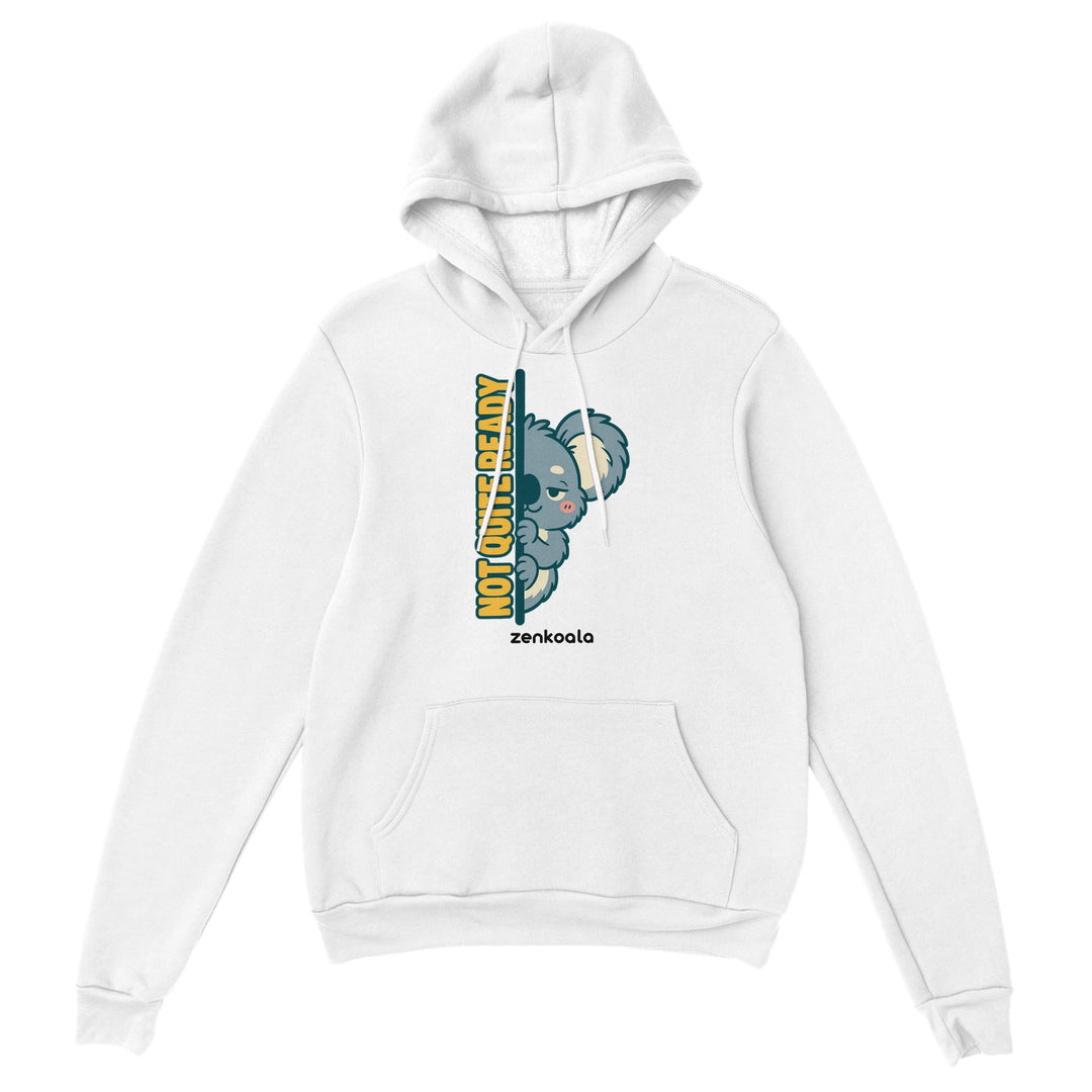 Not Quite Ready feel-good hoodie in white, Zen Koala Australia