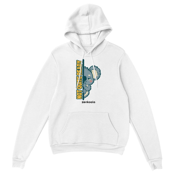 Not Quite Ready feel-good hoodie in white, Zen Koala Australia