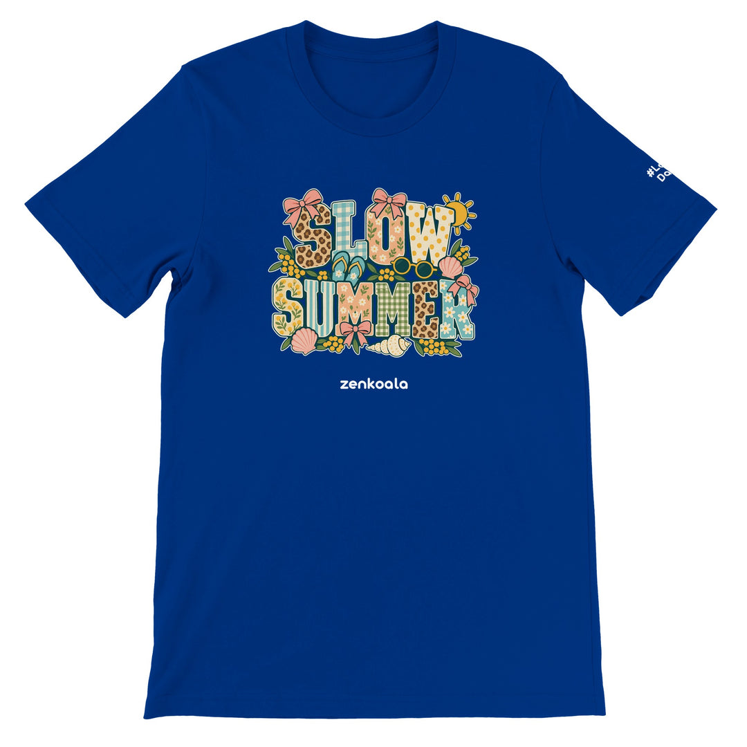 Slow Summer feel-good tee in true royal, Zen Koala Australia