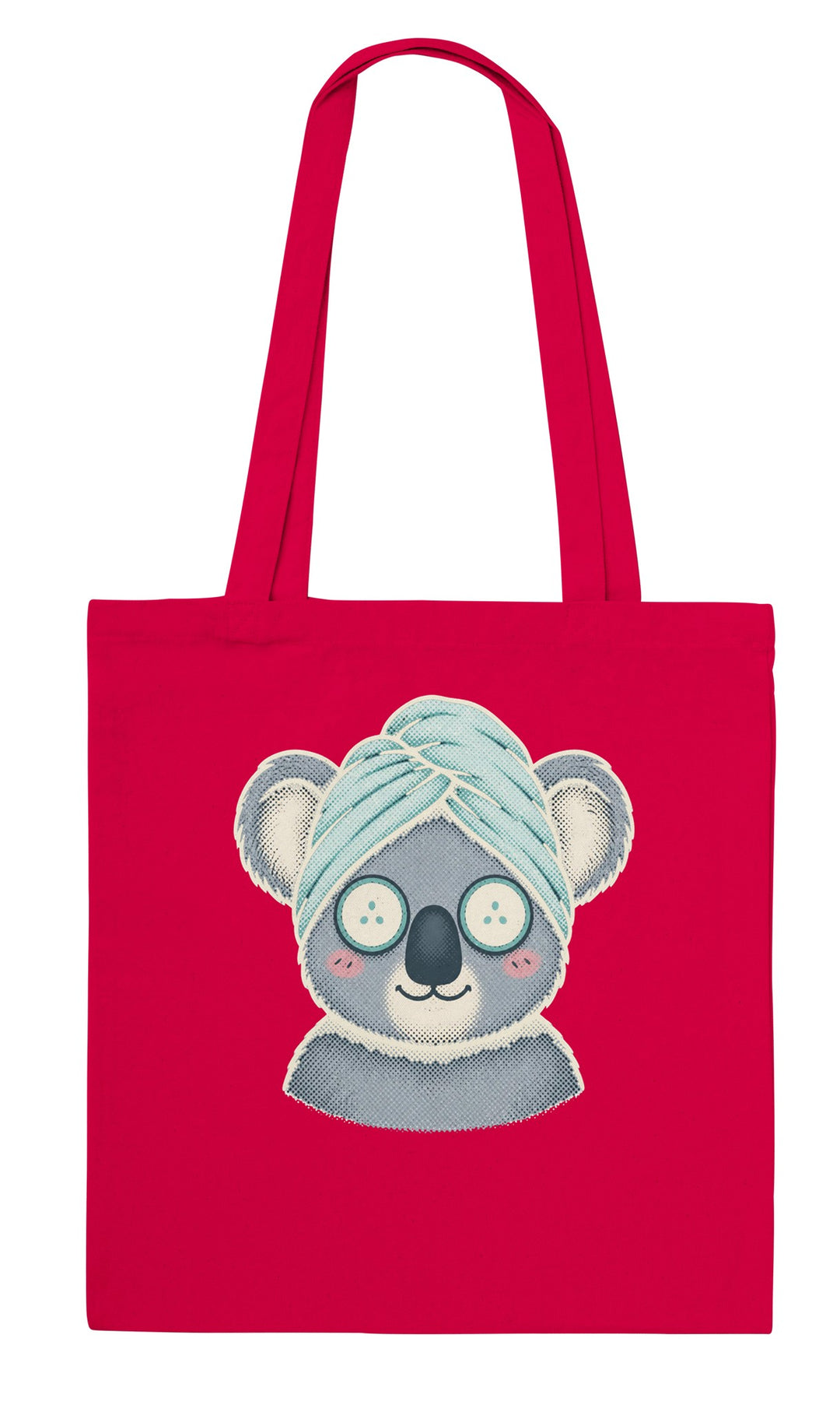 Koala Spa Day feel-good tote bag in red, Zen Koala Australia