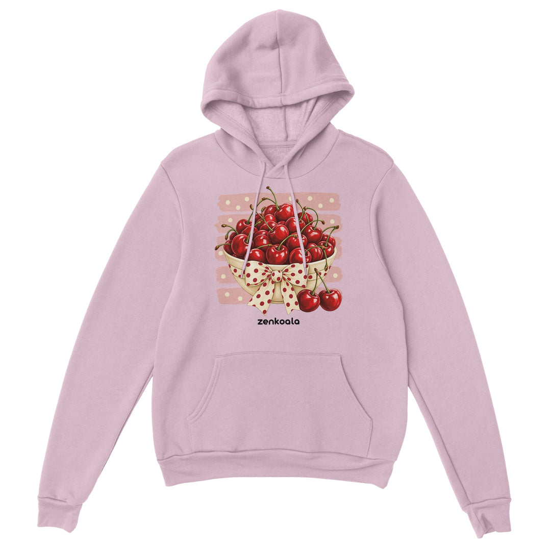 Cherries feel-good hoodie in light pink, Zen Koala Australia