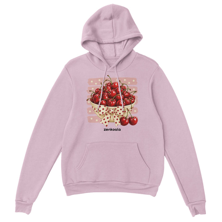 Cherries feel-good hoodie in light pink, Zen Koala Australia