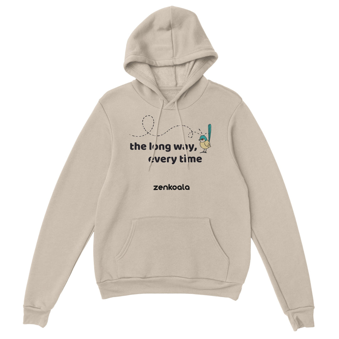 The Long Way Every Time feel-good hoodie in Sand — Zen Koala Australia
