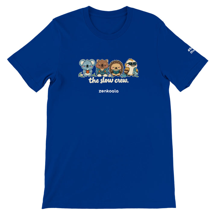 The Slow Crew feel-good tee in true royal, Zen Koala Australia