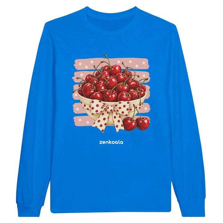 Cherries feel-good long sleeve tee in royal, Zen Koala Australia