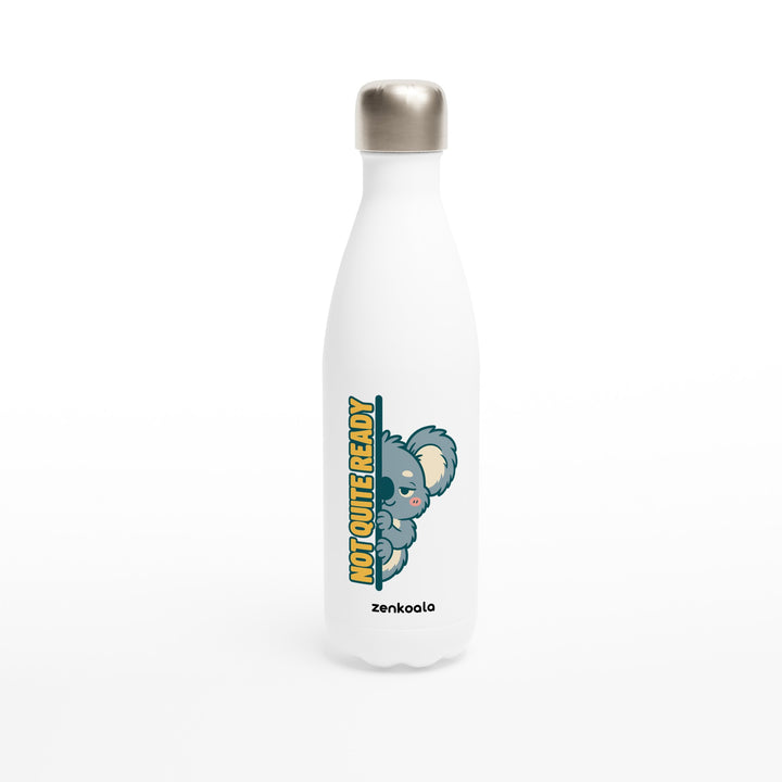 Not Quite Ready feel-good water bottle: a sleepy koala peeking round a doorway, Zen Koala Australia