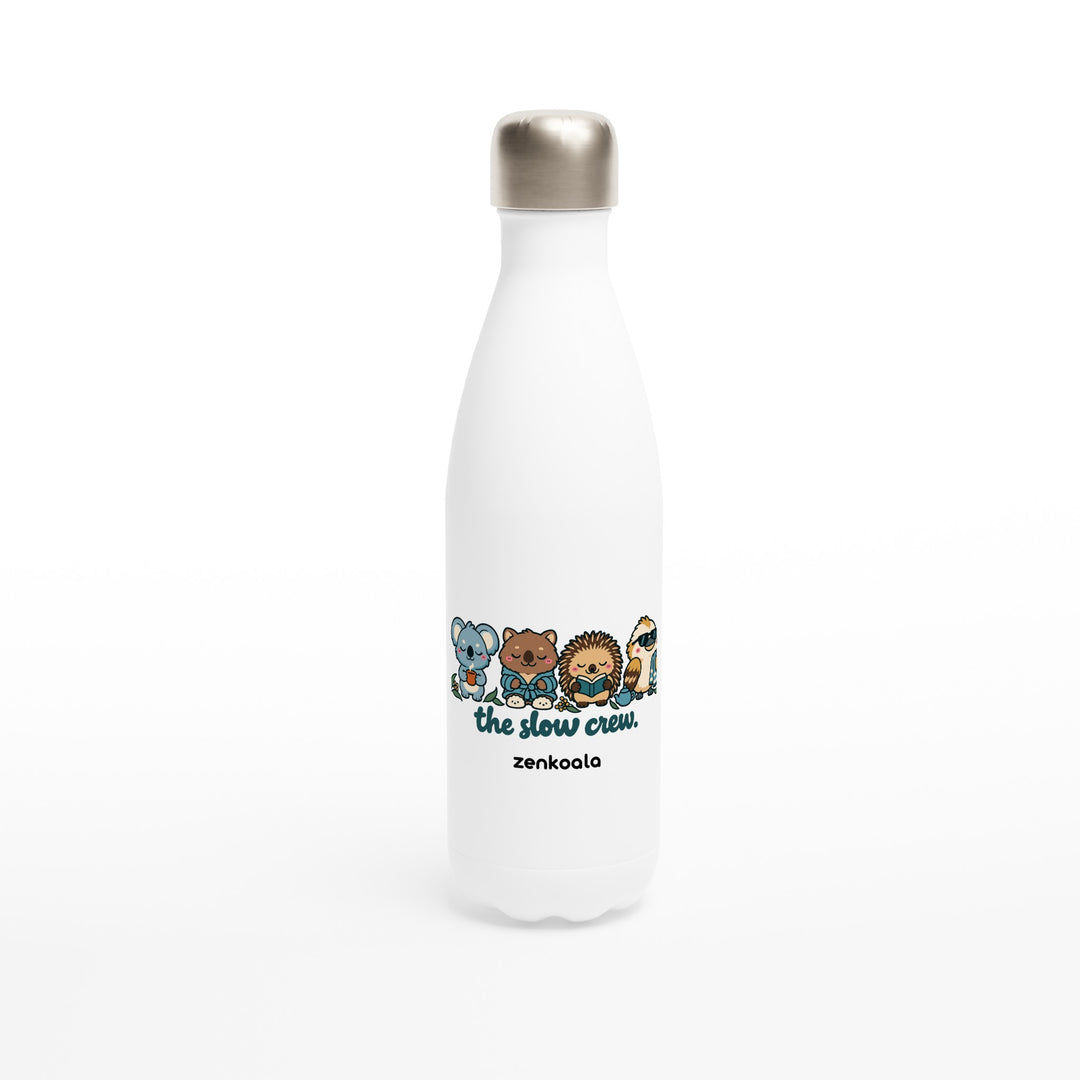 The Slow Crew feel-good water bottle: four Aussie animals in a row, Zen Koala Australia