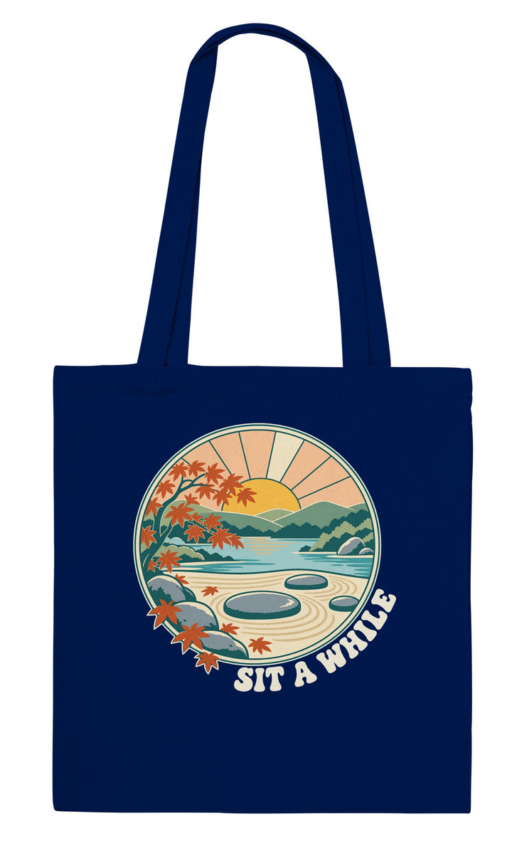 Zen Garden Sit a While feel-good tote bag in navy, Zen Koala Australia