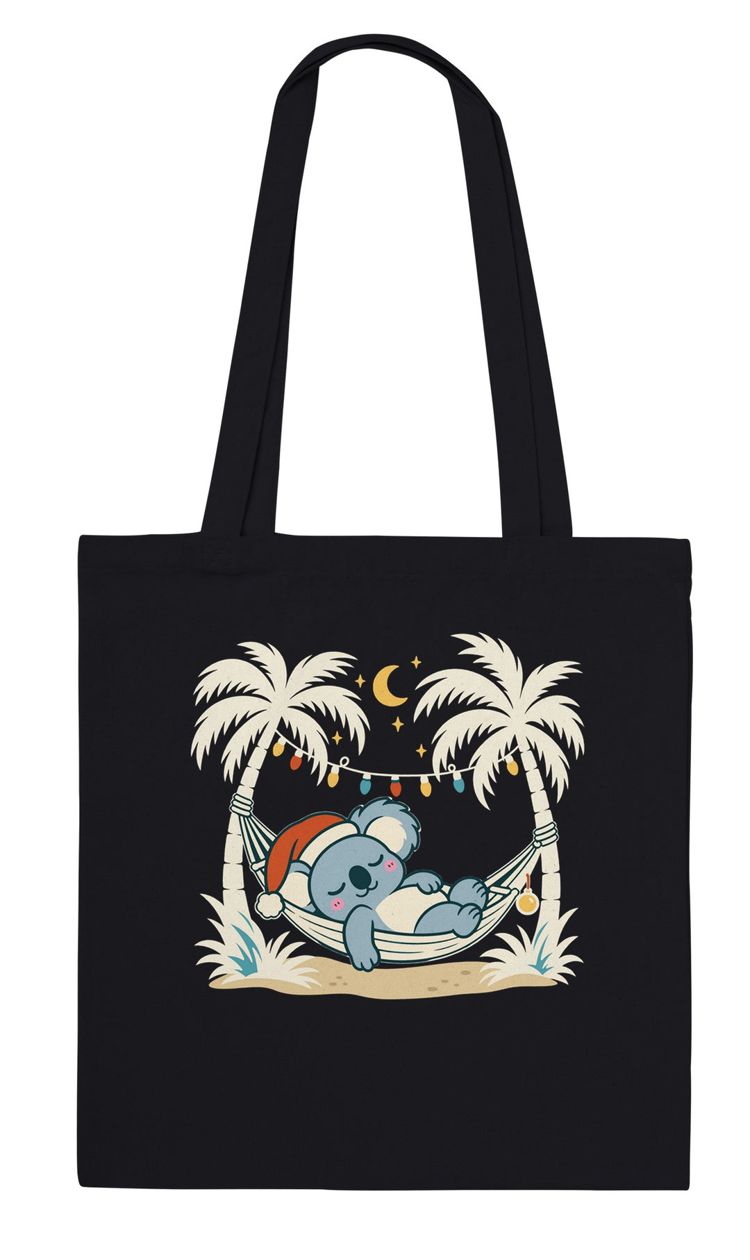 Koala Santa Hammock feel-good tote bag in black, Zen Koala Australia