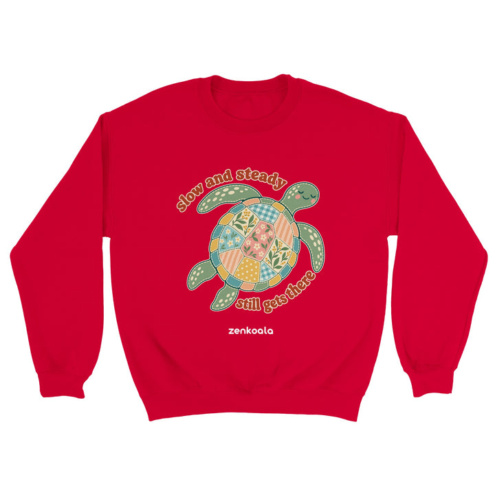 Slow and Steady Turtle feel-good sweatshirt in red, Zen Koala Australia