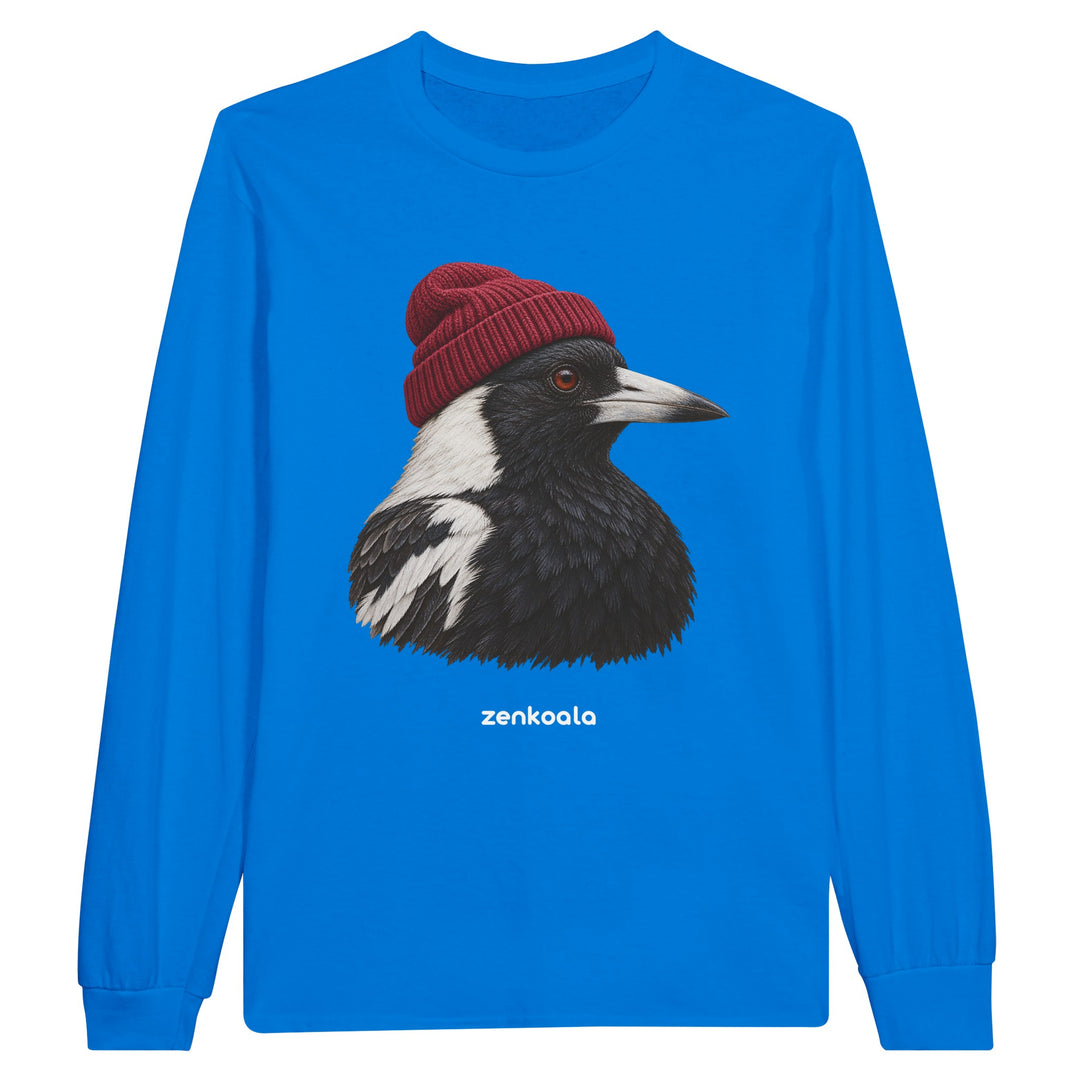 Magpie Beanie feel-good long sleeve tee in royal, Zen Koala Australia
