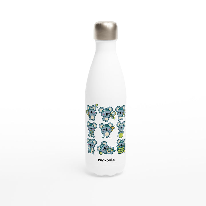 Tennis Koalas feel-good water bottle: nine koalas playing tennis, Zen Koala Australia