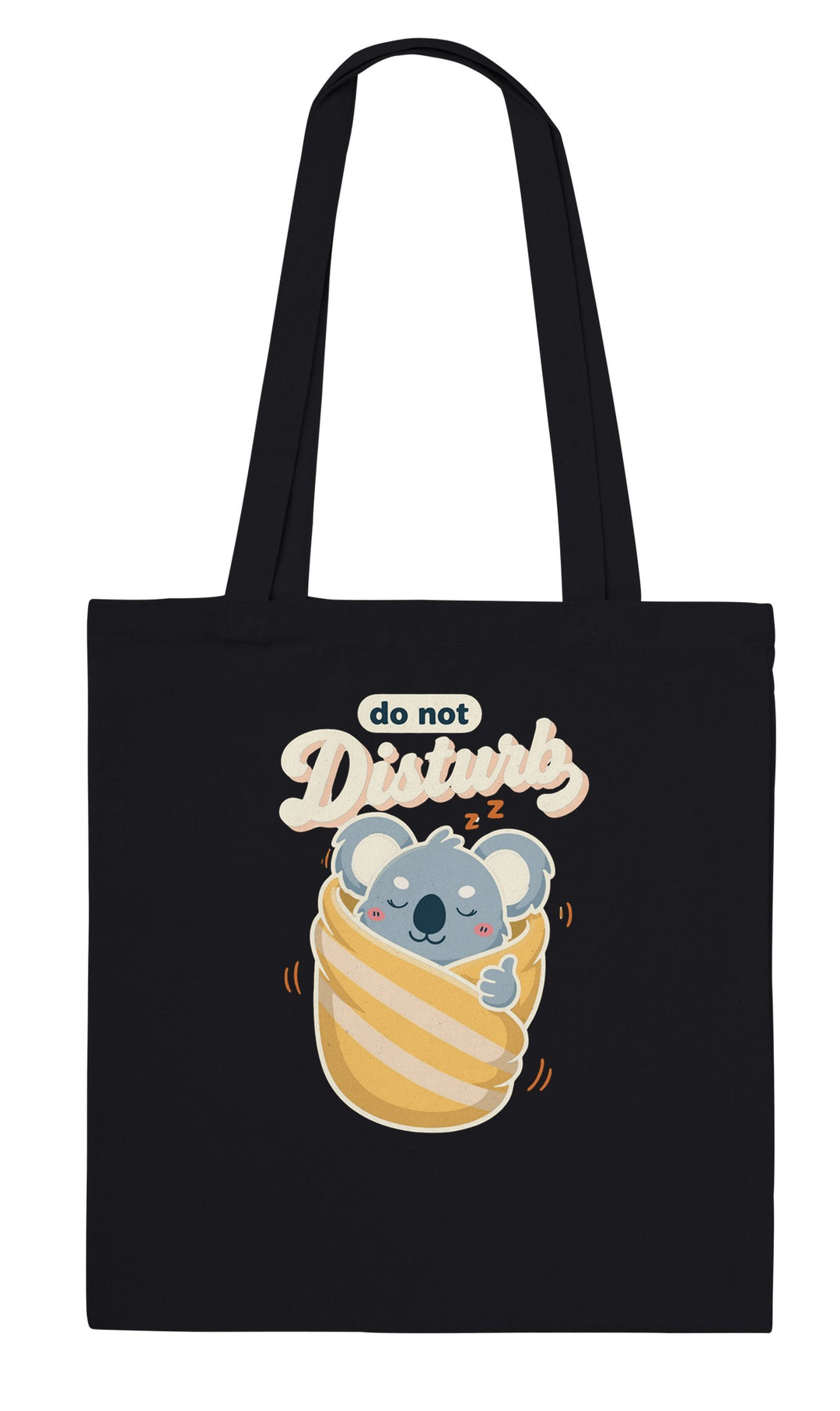 Do Not Disturb Koala feel-good tote bag in black, Zen Koala Australia