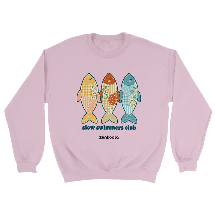 Slow Swimmers Club feel-good sweatshirt in light pink, Zen Koala Australia