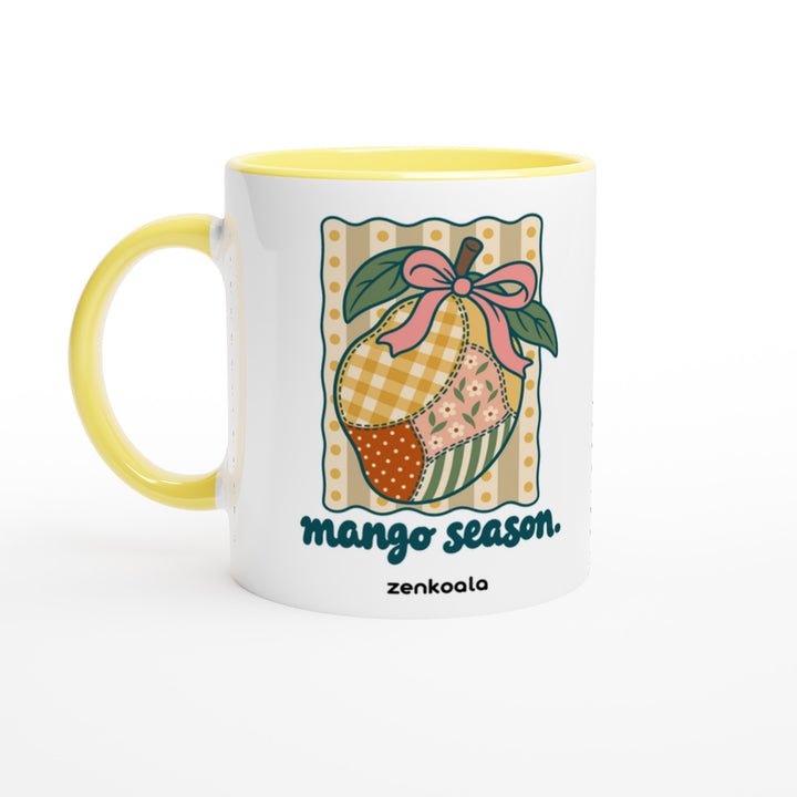 Mango Season feel-good mug: a faux patchwork mango, Zen Koala Australia