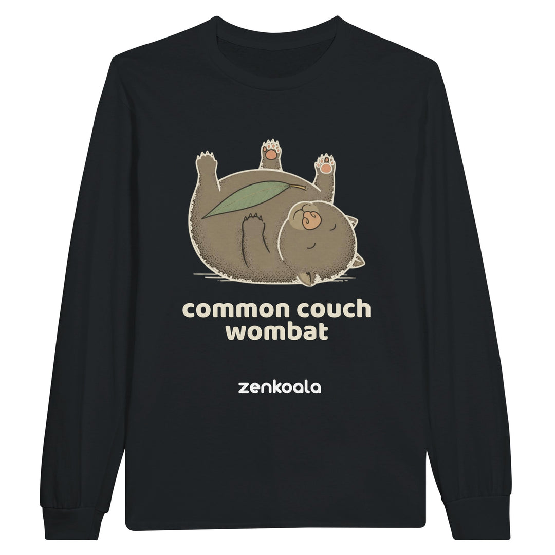Common Couch Wombat long sleeve tee in black — Zen Koala Australia