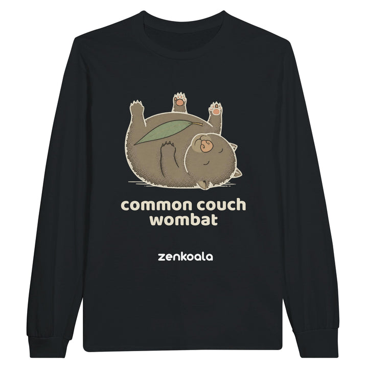 Common Couch Wombat long sleeve tee in black — Zen Koala Australia