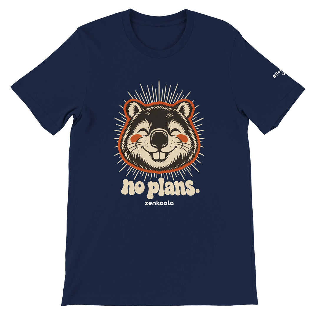 No Plans feel-good tee in navy, Zen Koala Australia