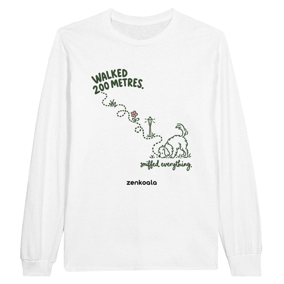 Sniffed Everything feel-good long sleeve tee in white, Zen Koala Australia