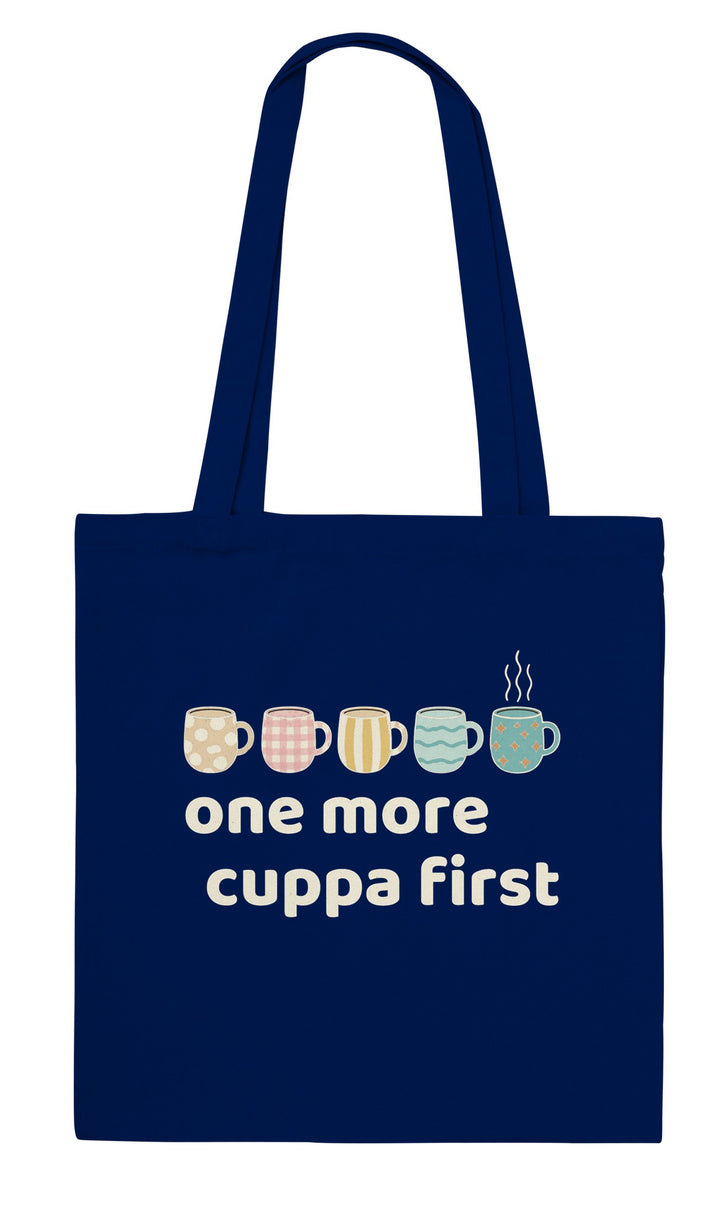 One More Cuppa First feel-good tote bag in navy, Zen Koala Australia