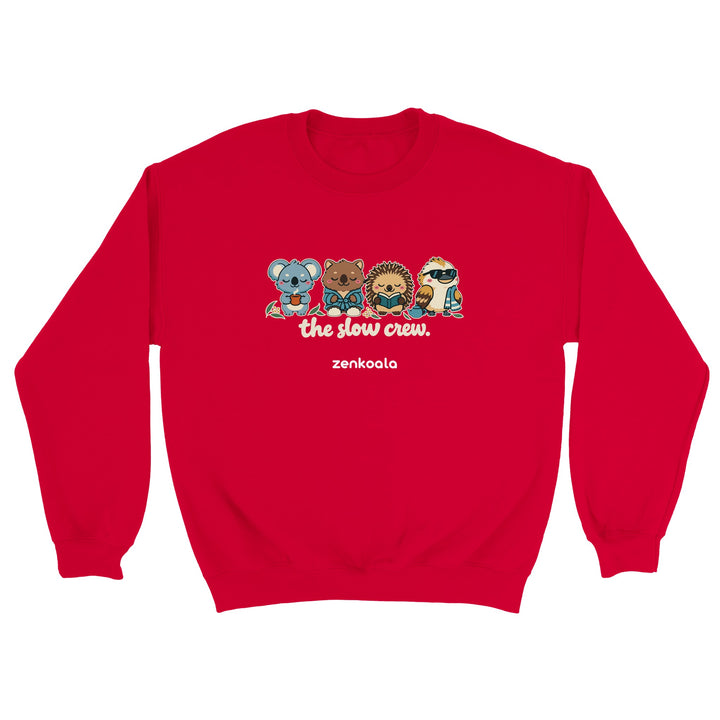 The Slow Crew feel-good sweatshirt in red, Zen Koala Australia