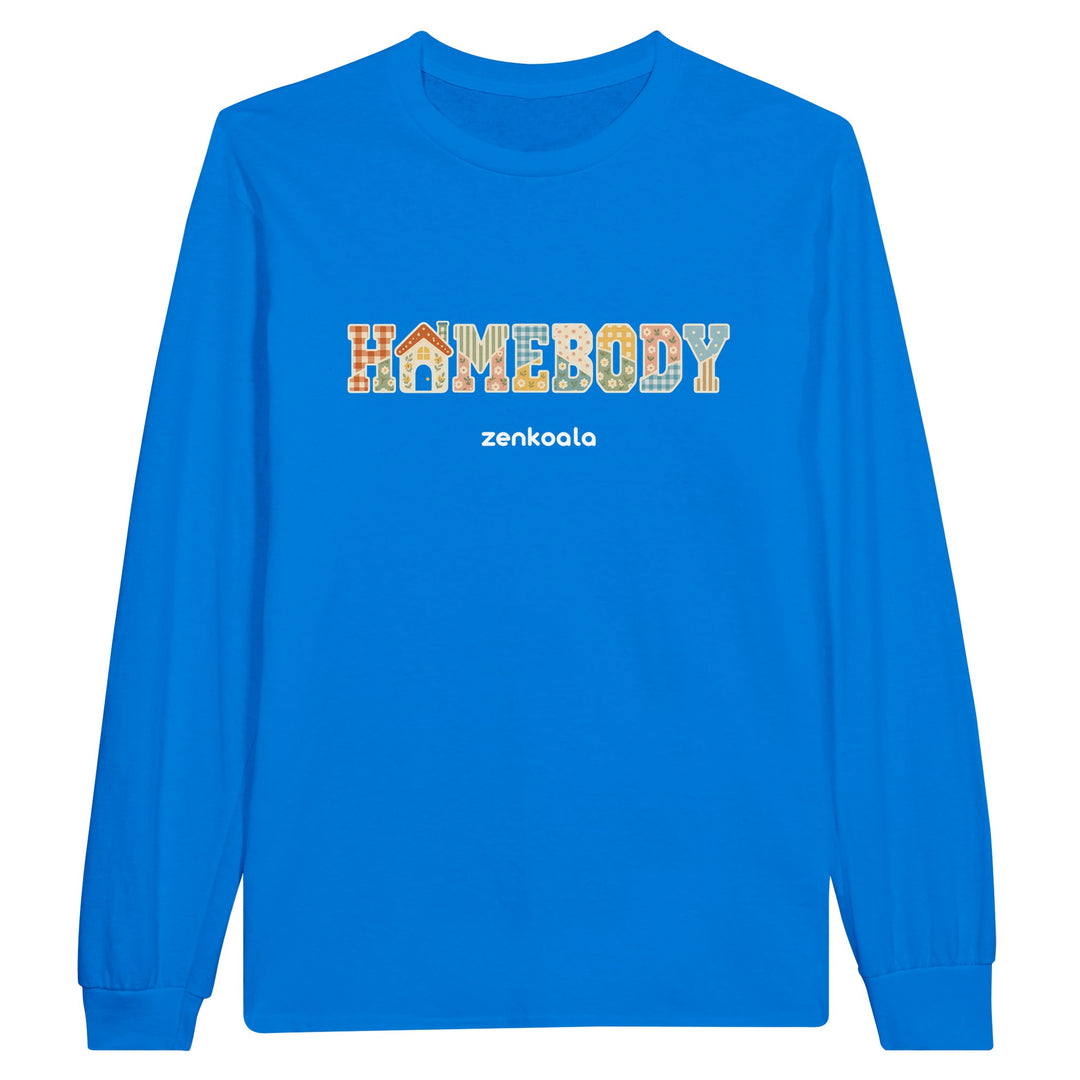 Homebody Faux Patchwork feel-good long sleeve tee in royal, Zen Koala Australia