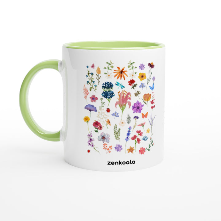 Stay Wild mug in green: white with a green rim, inside and handle, Zen Koala Australia