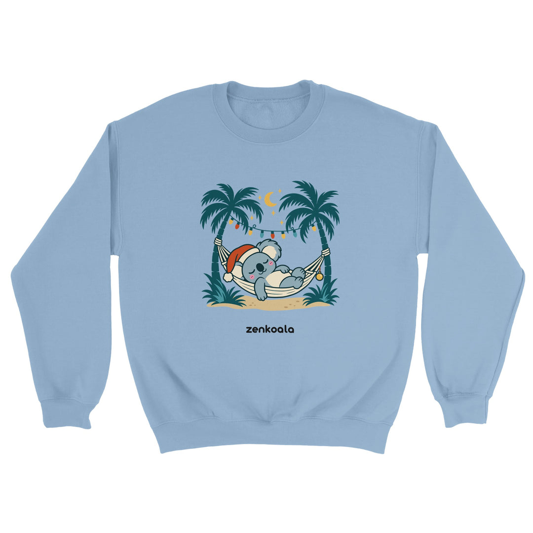 Koala Santa Hammock feel-good sweatshirt in light blue, Zen Koala Australia