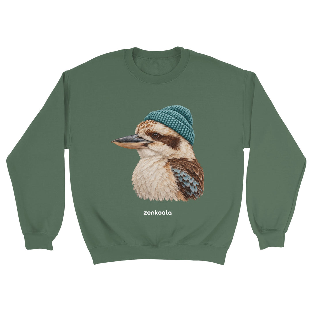 Kookaburra Beanie feel-good sweatshirt in military green, Zen Koala Australia