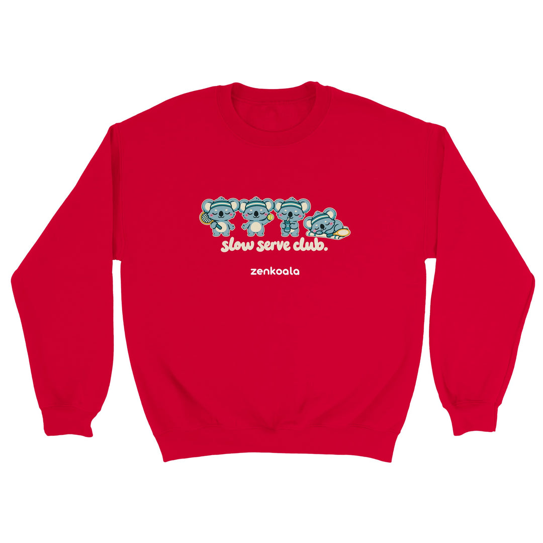 Slow Serve Club feel-good sweatshirt in red, Zen Koala Australia