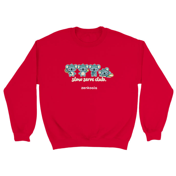 Slow Serve Club feel-good sweatshirt in red, Zen Koala Australia