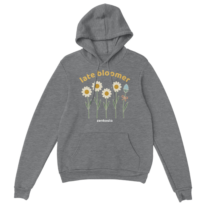 Late Bloomer feel-good hoodie in sport grey, Zen Koala Australia