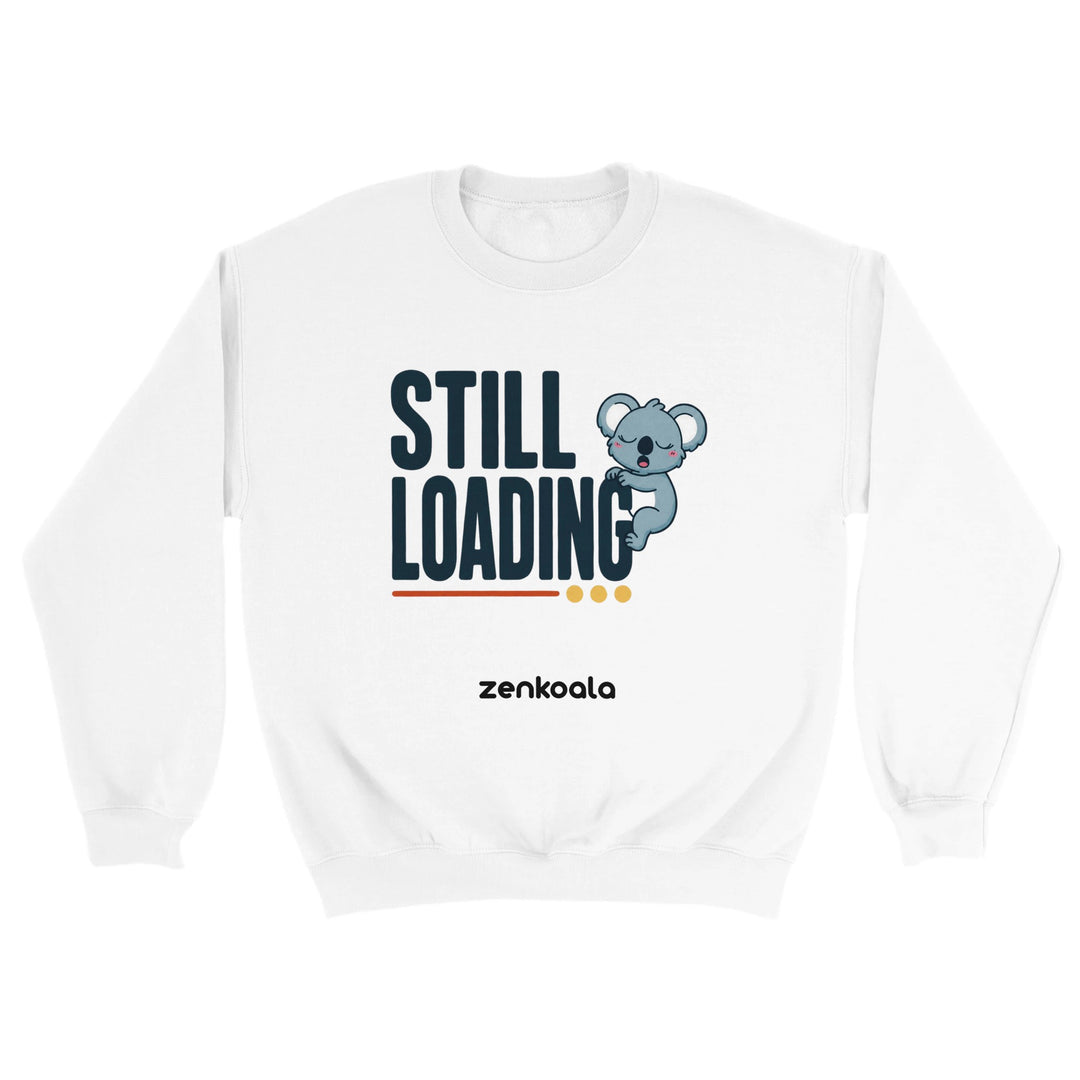 Still Loading Koala feel-good sweatshirt in white — Zen Koala Australia