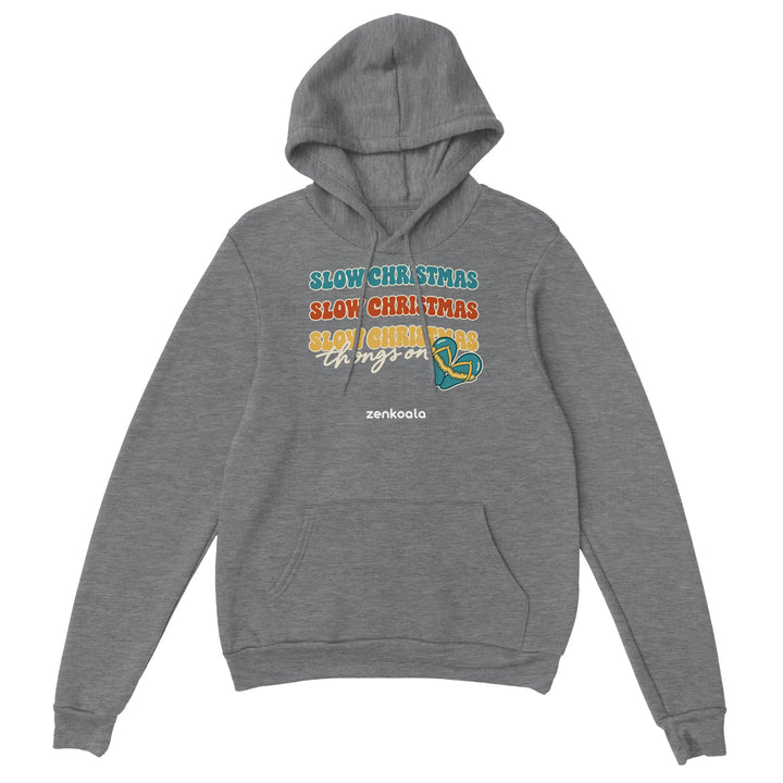 Slow Christmas Thongs On feel-good hoodie in sport grey, Zen Koala Australia