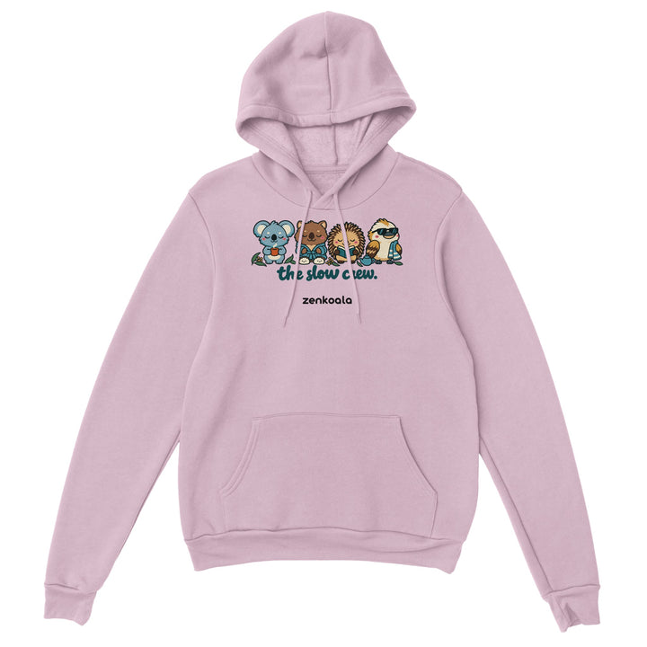 The Slow Crew feel-good hoodie in light pink, Zen Koala Australia