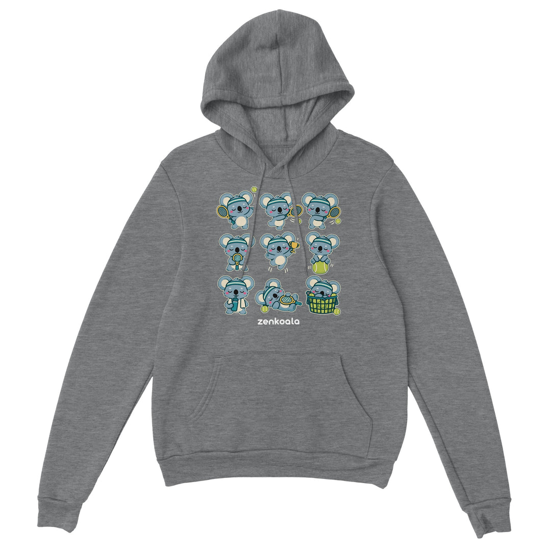 Tennis Koalas feel-good hoodie in sport grey, Zen Koala Australia