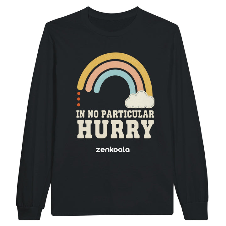 In No Particular Hurry long sleeve tee in black — Zen Koala Australia