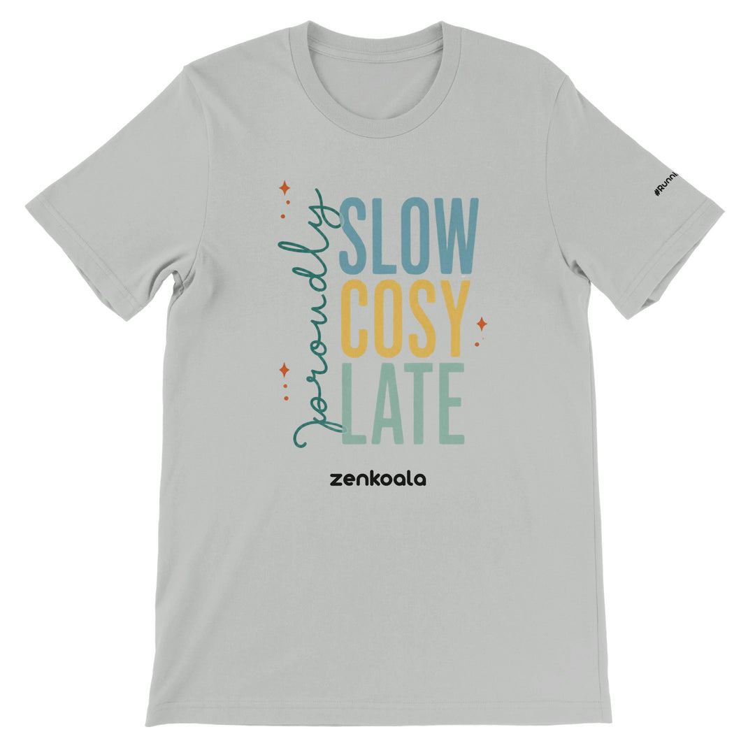 Proudly Slow Cosy Late feel-good tee in silver — Zen Koala Australia