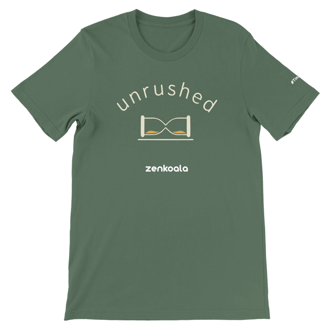 Unrushed feel-good tee in military green — Zen Koala Australia