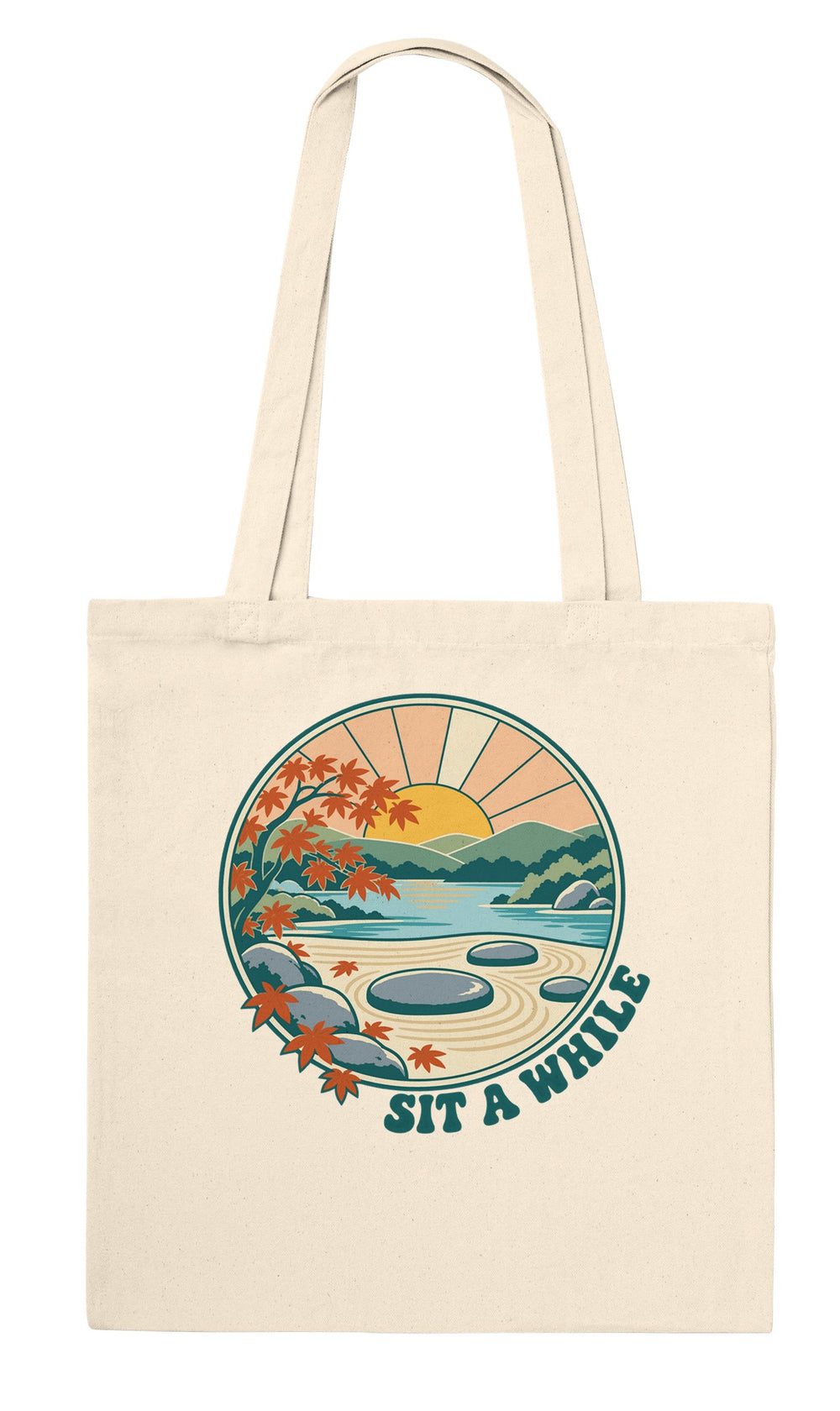 Back of the Zen Garden Sit a While tote bag: zenkoala.com.au, Zen Koala Australia