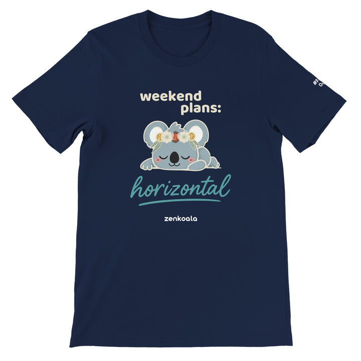 Weekend Plans Horizontal Koala feel-good tee in navy, Zen Koala Australia