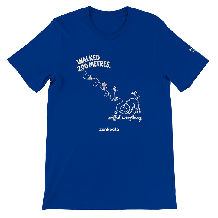 Sniffed Everything feel-good tee in true royal, Zen Koala Australia