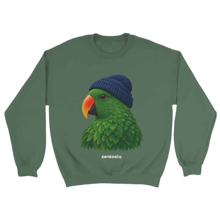 Parrot Beanie feel-good sweatshirt in military green, Zen Koala Australia