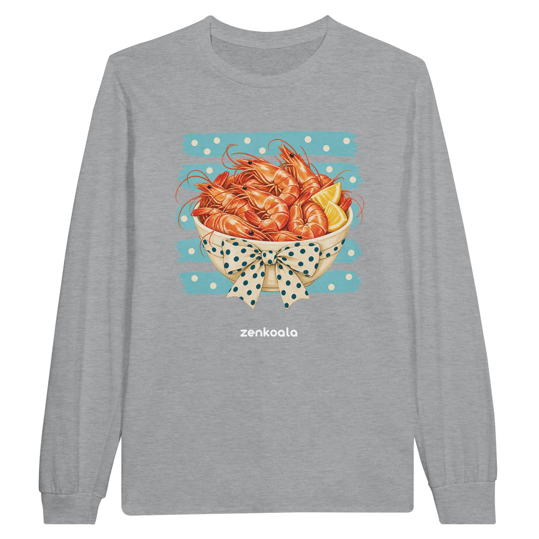 Prawns feel-good long sleeve tee in sports grey, Zen Koala Australia