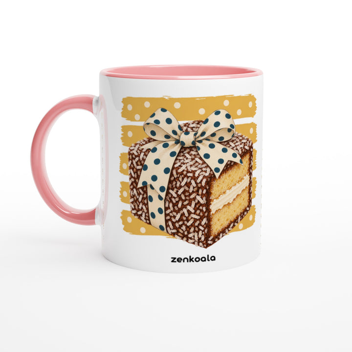 Lamington mug in pink: white with a pink rim, inside and handle, Zen Koala Australia