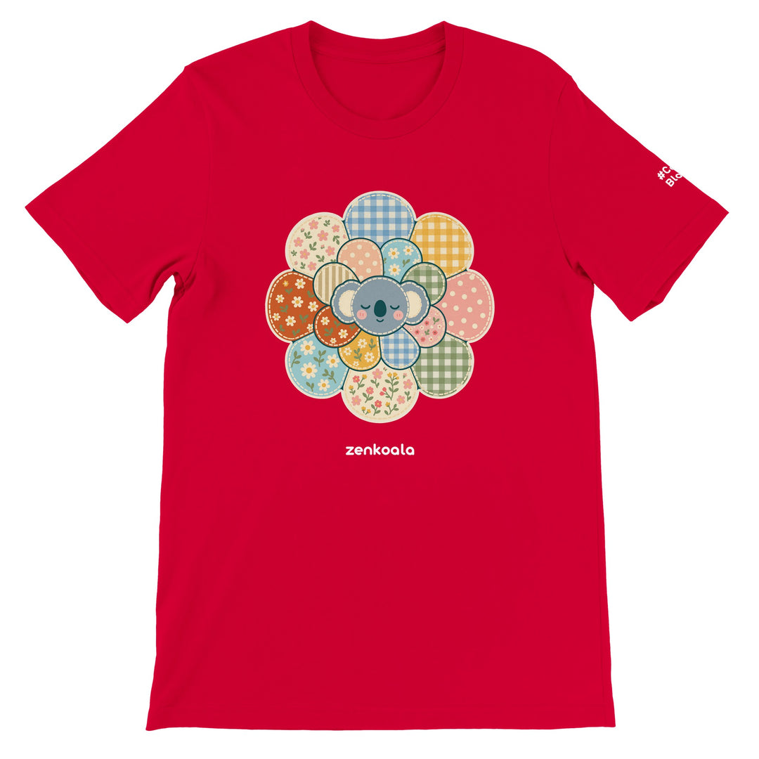 Zen Mandala Flower feel-good tee in red, Zen Koala Australia