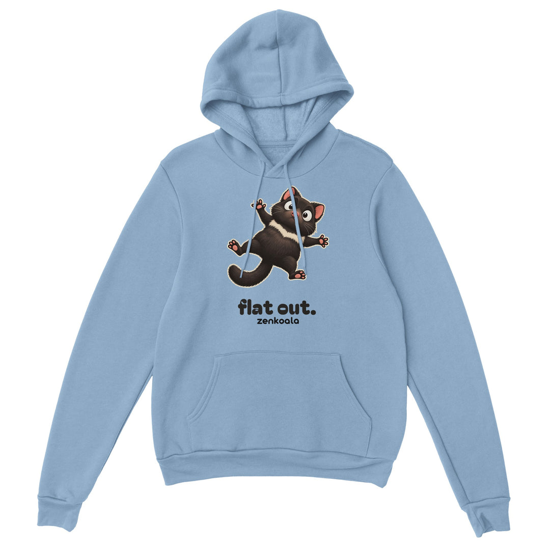 Flat Out feel-good hoodie in light blue, Zen Koala Australia