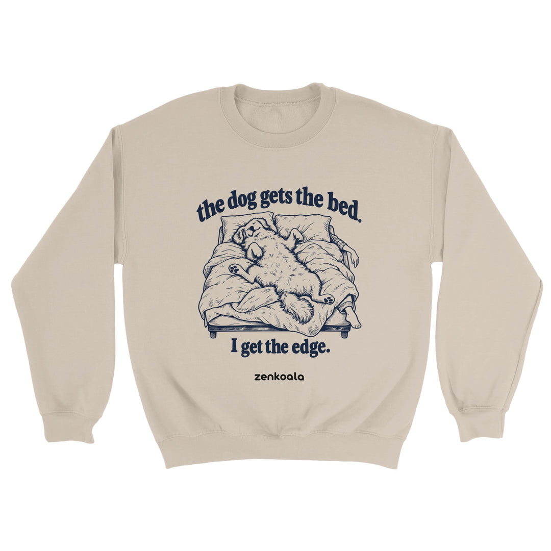 The Dog Gets the Bed feel-good sweatshirt in sand, Zen Koala Australia