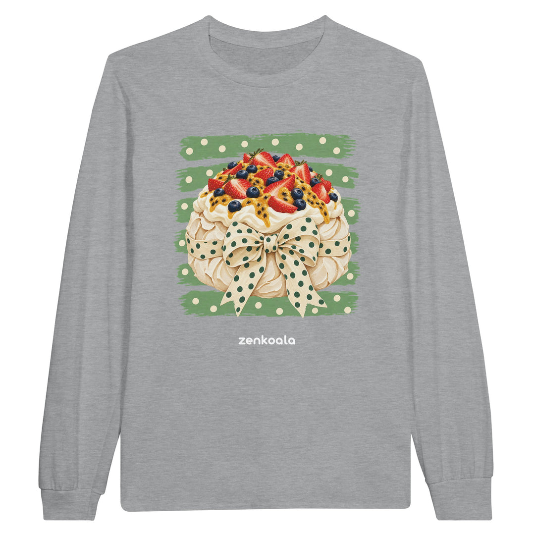 Pavlova feel-good long sleeve tee in sports grey, Zen Koala Australia