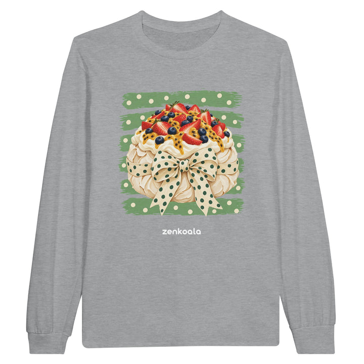 Pavlova feel-good long sleeve tee in sports grey, Zen Koala Australia